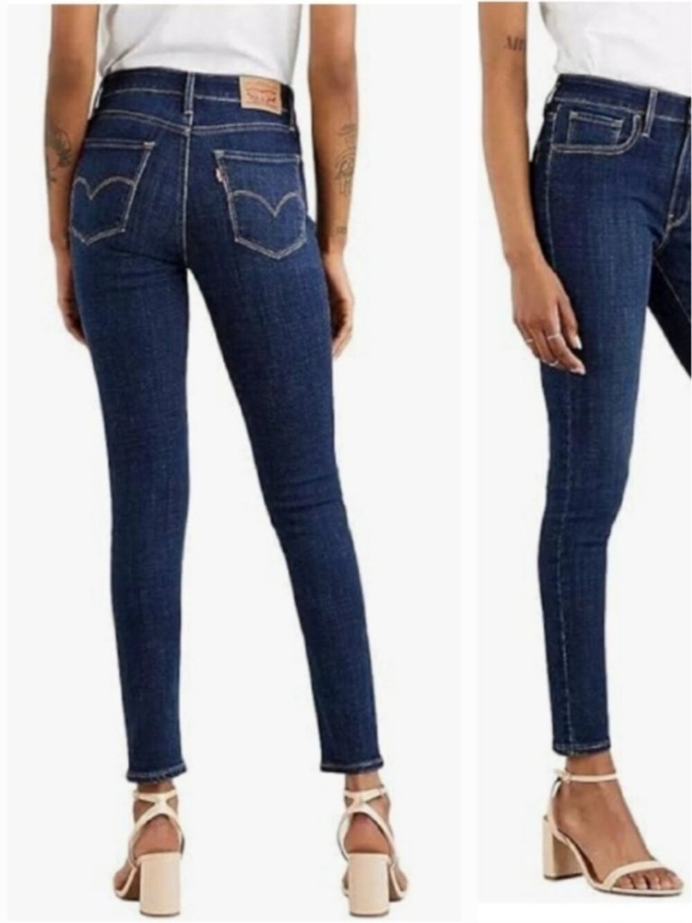 Levis 721 High Waisted Rise Skinny Jeans Stretchy Dark Wash Blue Denim size 26 - Picture 4 of 13